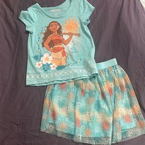 Disney Moana girls shirt and matching skirt size 6x